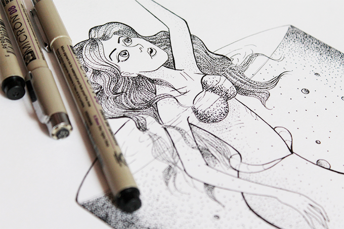 Detalhe da ilustração ainda sem aquarela