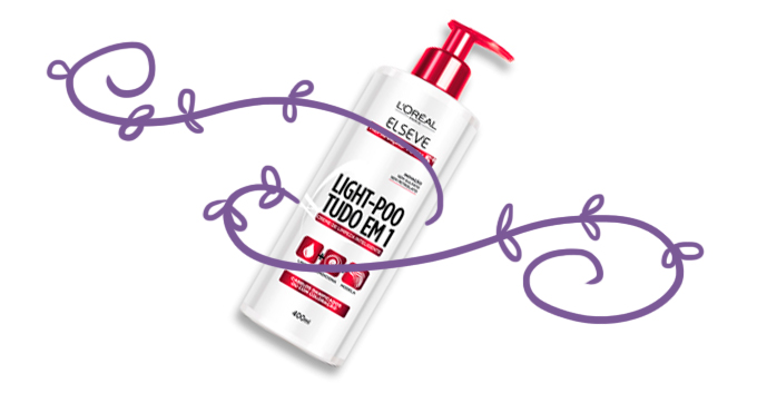 Embalagem Elseve Light Poo com folhinhas desenhadas.