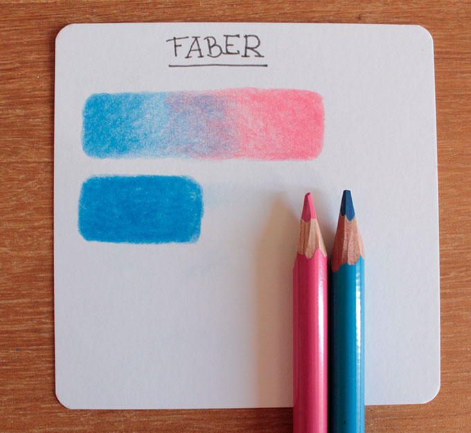 Card com testes do lápis Faber Castell Polychromos