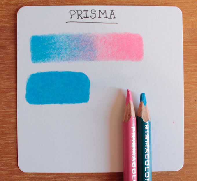 Card com testes do lápis Prismacolor